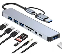 Comprar Hub Multipuerto 8 Puerto Usb 3.0-2.0 + Adaptador Usb Tipo C