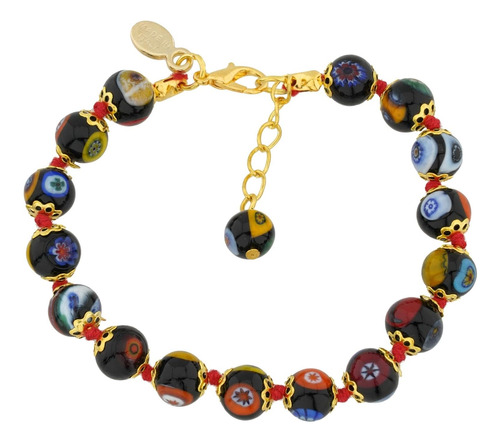 Glassofvenice Pulsera Con Mosaico De Cristal De Murano - Neg