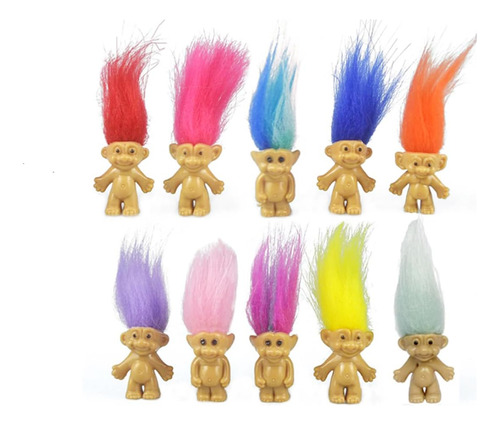 10 Mini Muñecos Troll De Pvc Trolls Lucky Doll Mini Figura.