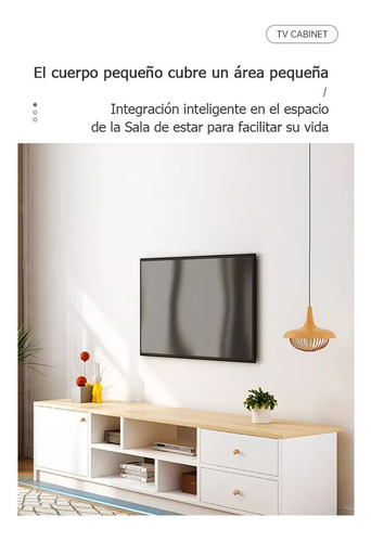 Muebles Para Tv Minimalist Armarios 55 Pulgadas Con 4 Puerta Roble Salvaje + Blanco Cálido