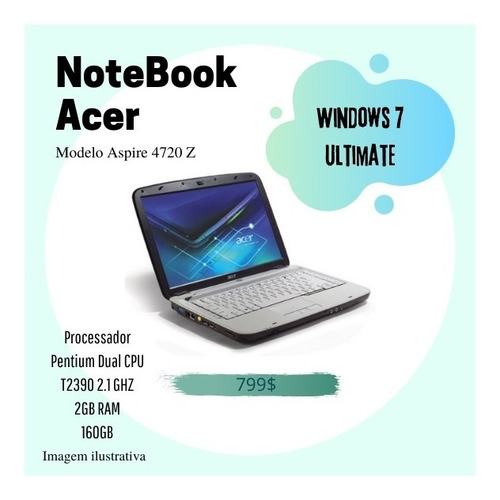 Notebook, Acer, Aspire 4720z