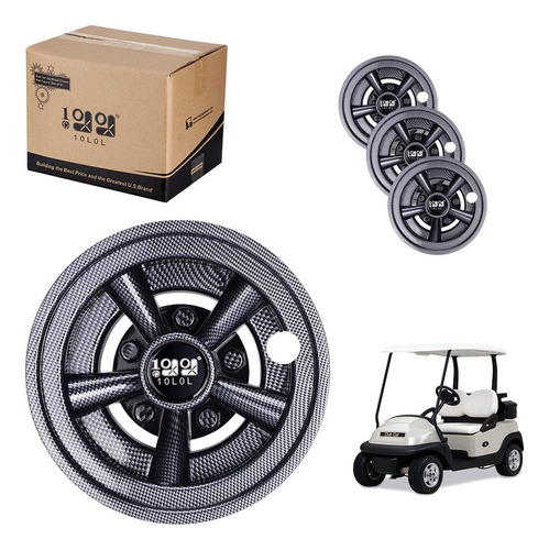 Set Of 4 Golf Cart 8  Carbon Fiber Wheel Covers Hub Cap...