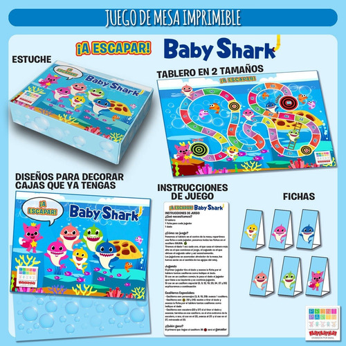 Juego De Mesa Imprimible ¡a Escapar! Baby Shark