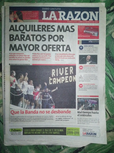 Diario La Razon * River Campèon * Año 2002