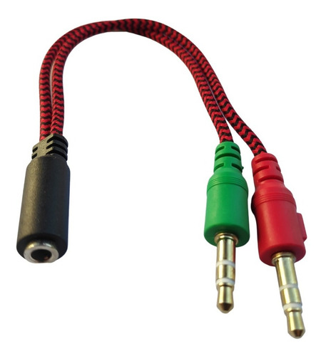 Imagem 1 de 3 de Cabo Adaptador De Audio Y P3 Femea X 2 P2 Macho P/ Headset
