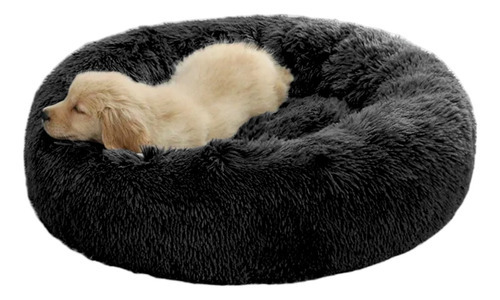 Cama Tipo Dona Antiestres Para Mascotas Perros Gatos Chica Color Negro