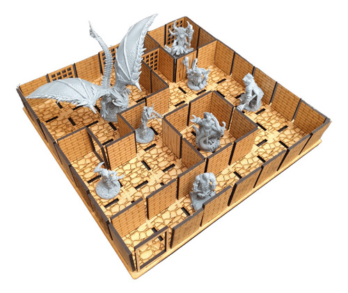 Grid Batalha Rpg Modular 3d 25x25cm 49 Quadras Mais Paredes