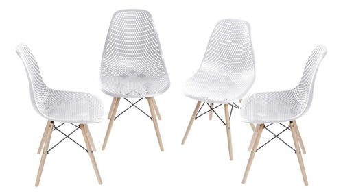 Set X4 Silla Eames Boxbit Colmena Comedor Con Base En Madera Cantidad de sillas por set 4 Color de la estructura de la silla Blanco Color del asiento Blanco