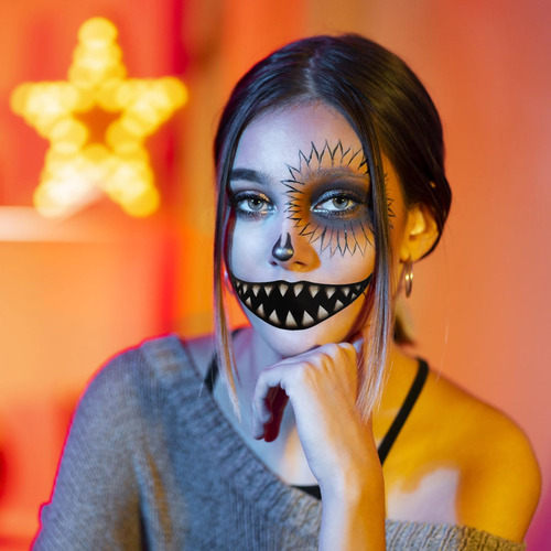 20 Hojas De Pegatinas De Tatuajes De Halloween, Realistas, I
