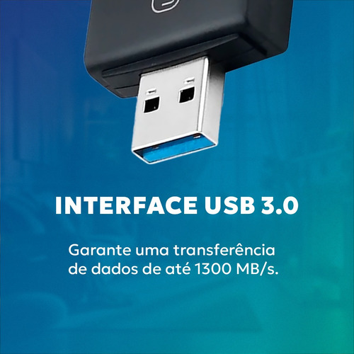 Adaptador Placa De Rede Wifi Usb 2.4 E 5ghz 1300 Mbps Turbo