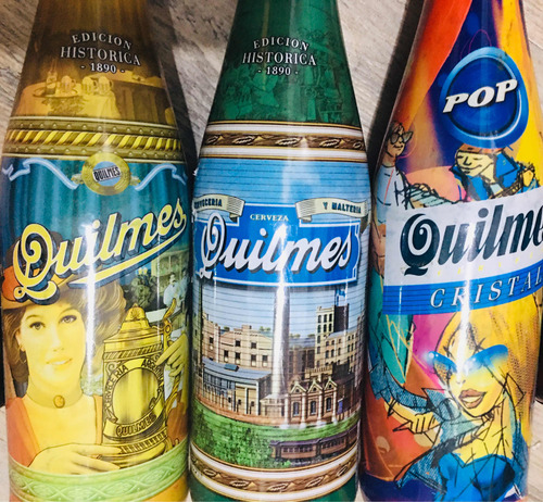 Lote 3 Coleccionables Botella Cerveza Quilmes Histórica (Usado)
