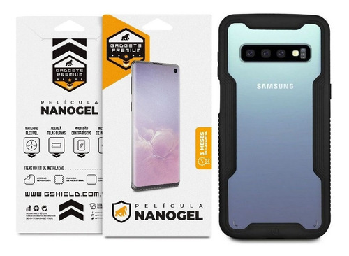 Capa Dual Shock+película Nano Gel P/galaxy S10 Plus Gshield