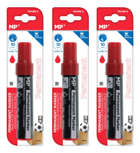 3 Pack Ahorro Marcador Permanente No Dry 1u Rojo Mexicopaper