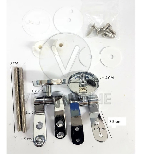 Set Repuesto Bisagras Herrajes Metal Asiento Tapa Inodoro