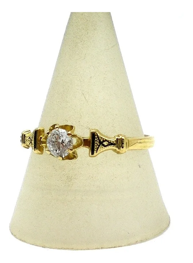 Anillo De Oro 18 Kt Y Zafiro Blanco Solitario