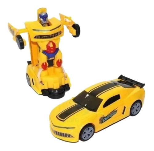 Carrinho Camaro Transformers Vira Robô Luz Som Bate Volta F Cor Amarelo