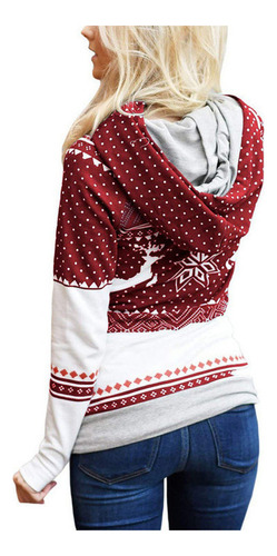 Sudadera Casual Con Capucha Y Estampado Navideño Para Mujer