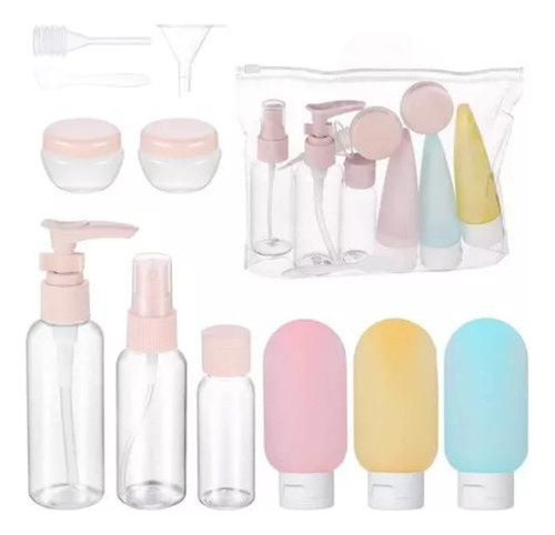 Kit Practicas Botellas Color Pastel Viajeras Juego X8 Piezas