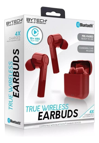 Audífonos Inalámbricos Bluetooth True Wireless Bytech Rojo