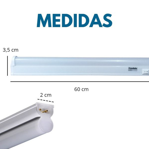 Imagen 4 de 6 de Liston Tubo Led Bajo Alacena Con Tecla 9w 60cm