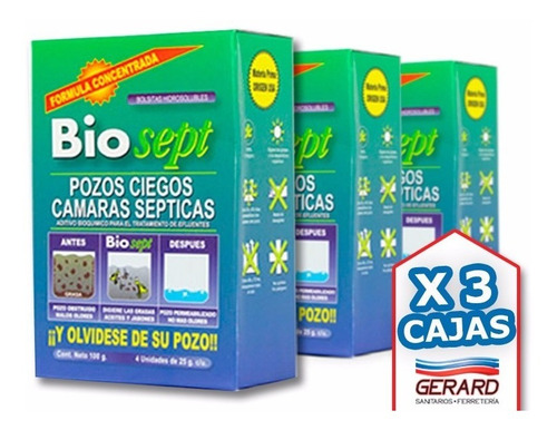 Imagen 2 de 5 de Bactericida Biosept Para Tratamiento De Pozo Ciego Negro X 3