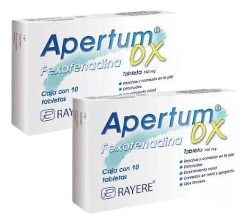 Apertum Ox Fexofenadina Dos Cajas Con 10 Tabs. De 180mg C/u