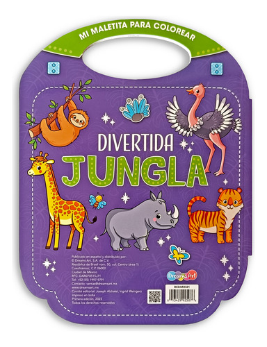 Libro Maletita Infantil Para Colorear C/ Stickers Jungla