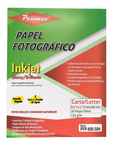 Papel Fotografico Glossy Brillante Penmax 135g X200 Hojas