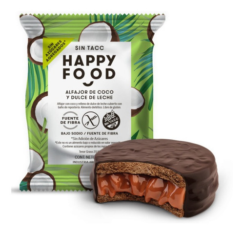 Happy Food Alfajor Coco Dulce De Leche X 12 Unidades