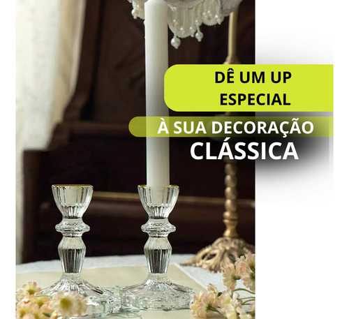 Castiçal Candelabro Cristal Translucido Transparente Vidro