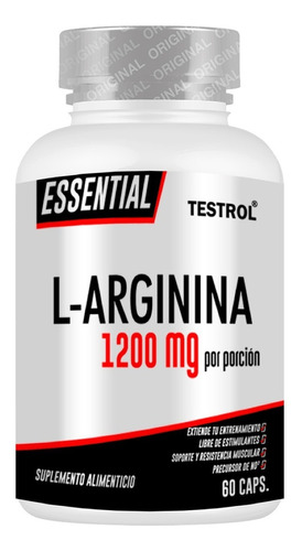 L-arginina 1200 Mg | Testrol | Essential | 60 Caps Sabor Sin sabor