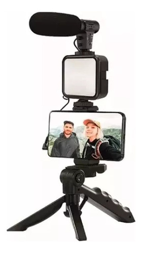 Set 3 En 1 Para Vlogger (tripie, Micorofono Y Luz Led)