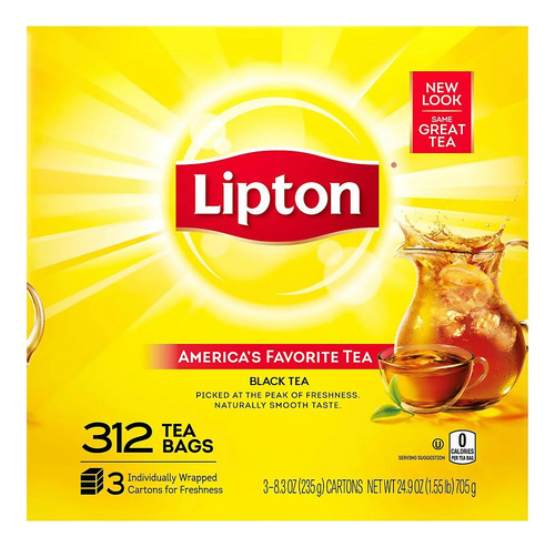 Imagen 4 de 10 de Te Lipton Black Tea El Favorito De América 312 Bolsitas