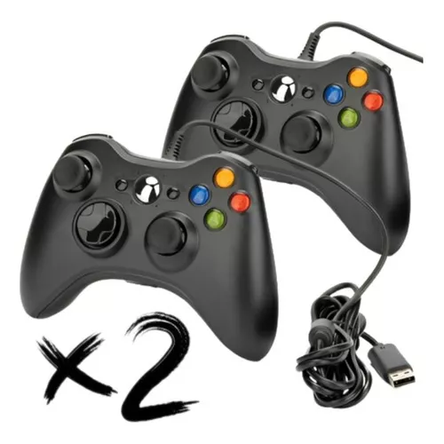 Kit 2 Controle Sem Fio Xbox360 Slim X360 Preto