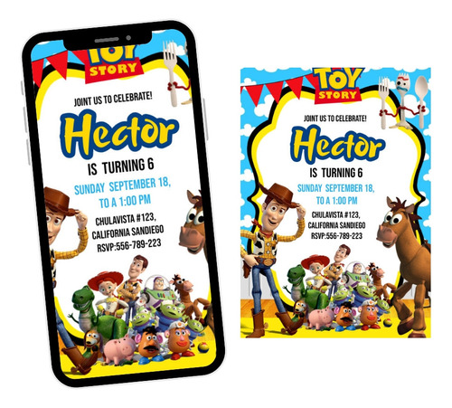 Invitación Digital Toy Story Envio Por Redes Sociale