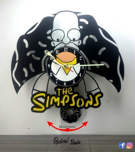 Reloj De Vinilo Con Pendulo Homero Simpsons Decoracion