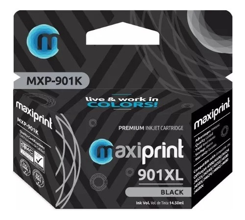 Cartucho Hp 901 Xl 14.5 Ml Black Cc654a Maxiprint