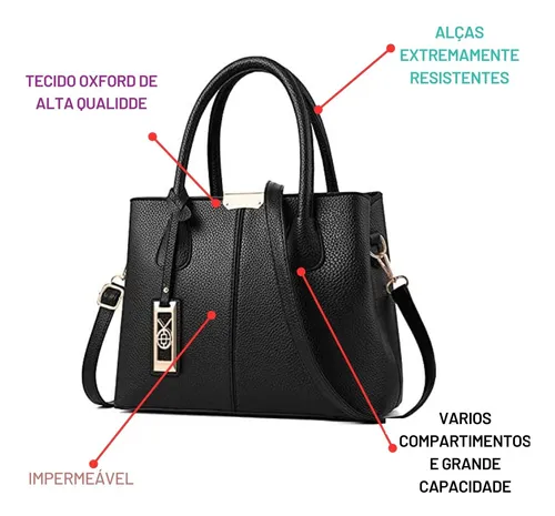 Bolsa Feminina Baú Com Alça Transversal Tote Promoção Casual
