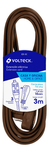 Extensión Eléctrica Doméstica 3 M Café Volteck 48007