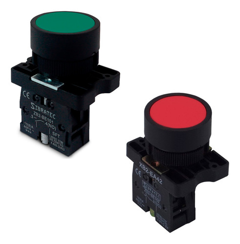Kit 6 Botão Comando Pulso 1na Verde E 1nf Vermelho 22mm