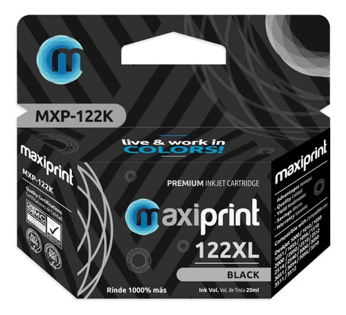 Cartucho 122xl Marca Maxiprint Negro Compatible Con Hp