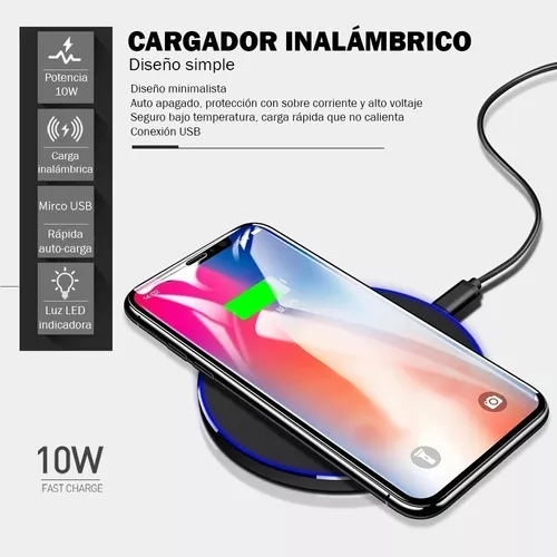 Cargador Inalámbrico de carga rápida para coche 10W Soporte móvil Qi  Smartphone