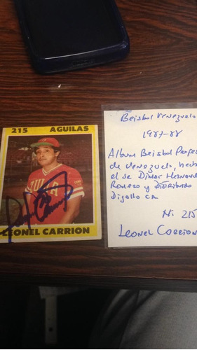 Rigoju Barajita Autografiadas Leonel Carrion Álbum Papel