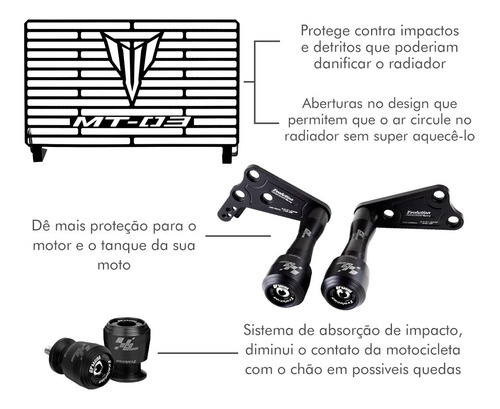 Imagem 2 de 6 de Kit Mt 03 Slider Gp Diant. - Tras. Tela Radiador 2015 A 2022