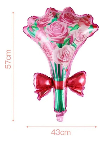 Globo Foil Ramo De Rosas Grande 57 Cms 6 Unidades 