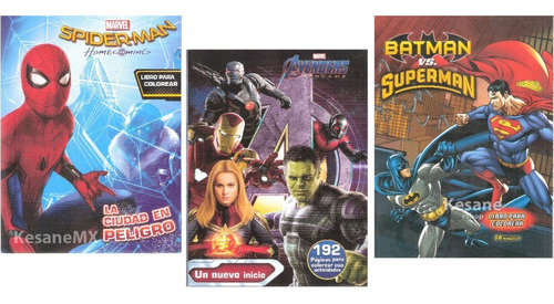 Imagen 1 de 6 de Paquete Libros Colorear Jumbo Batman Superman Super Heroes