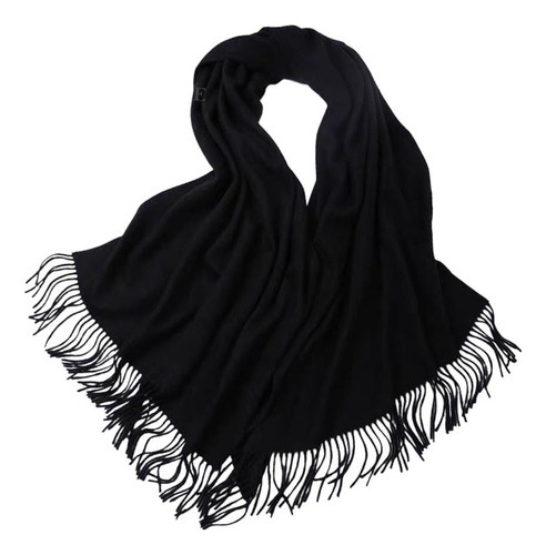 Cachecol Feminino Grande Grossa Liso De Caxemira Inverno Cor Preto