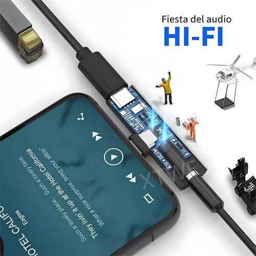 Xtwe Adaptador Tipo C Para Carga Y Audífonos Jack 3.5mm Para iPhone 15 / iPhone 16 Series, Samsung S Series, Huawei Xiaomi