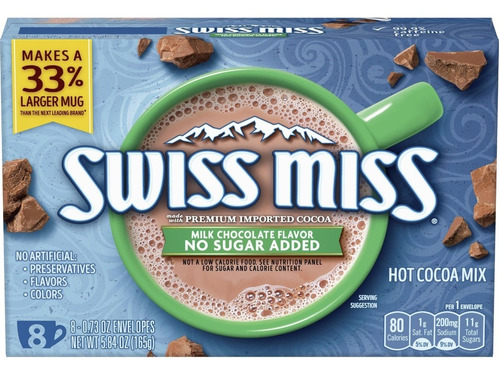 Swiss Miss Chocolate En Polvo Sin Azucar 165g 8unid