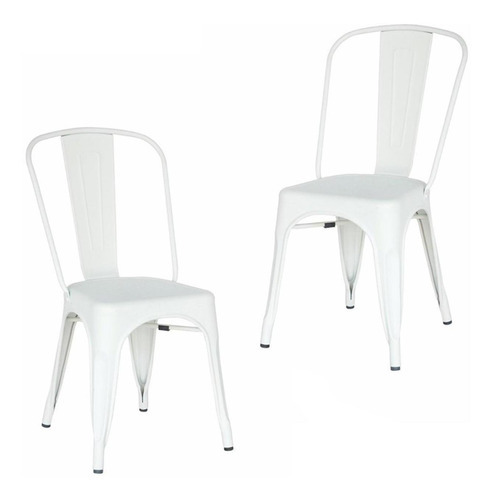 Set X2 Silla Metal Tolix Blanca Color de la estructura de la silla Blanco Color del asiento Blanco